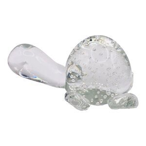 Art Glass Sea Turtle Paperweight Bullicante Bubbles Clear CRG Nautical